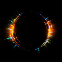 Abstract neon background. luminous swirling. Glowing spiral cover. Black elegant. Halo around. Power isolated. Sparks particle. Space tunnel. Glossy jellyfish. LED color ellipse. Glint glitter