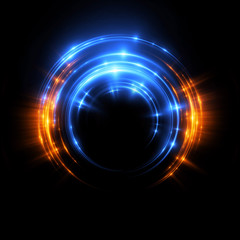 Abstract neon background. luminous swirling. Glowing spiral cover. Black elegant. Halo around. Power isolated. Sparks particle. Space tunnel. Glossy jellyfish. LED color ellipse. Glint glitter