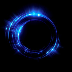 Abstract neon background. luminous swirling. Glowing spiral cover. Black elegant. Halo around. Power isolated. Sparks particle. Space tunnel. Glossy jellyfish. LED color ellipse. Glint glitter