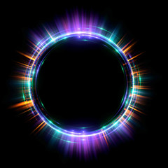 Abstract neon background. luminous swirling. Glowing spiral cover. Black elegant. Halo around. Power isolated. Sparks particle. Space tunnel. Glossy jellyfish. LED color ellipse. Glint glitter