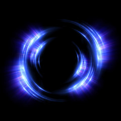 Abstract neon background. luminous swirling. Glowing spiral cover. Black elegant. Halo around. Power isolated. Sparks particle. Space tunnel. Glossy jellyfish. LED color ellipse. Glint glitter