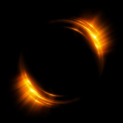 Obraz premium Abstract neon background. luminous swirling. Glowing spiral cover. Black elegant. Halo around. Power isolated. Sparks particle. Space tunnel. Glossy jellyfish. LED color ellipse. Glint glitter