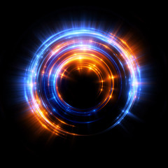 Abstract neon background. luminous swirling. Glowing spiral cover. Black elegant. Halo around. Power isolated. Sparks particle. Space tunnel. Glossy jellyfish. LED color ellipse. Glint glitter