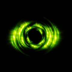 Abstract neon background. luminous swirling. Glowing spiral cover. Black elegant. Halo around. Power isolated. Sparks particle. Space tunnel. Glossy jellyfish. LED color ellipse. Glint glitter