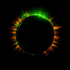 Abstract neon background. luminous swirling. Glowing spiral cover. Black elegant. Halo around. Power isolated. Sparks particle. Space tunnel. Glossy jellyfish. LED color ellipse. Glint glitter