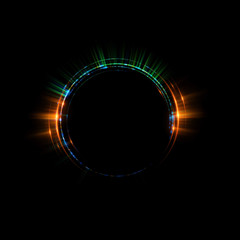 Abstract neon background. luminous swirling. Glowing spiral cover. Black elegant. Halo around. Power isolated. Sparks particle. Space tunnel. Glossy jellyfish. LED color ellipse. Glint glitter