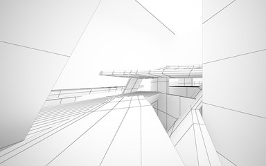 Fototapeta premium Abstract white parametric interior with window. 3D illustration and rendering.