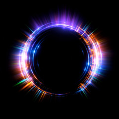 Abstract neon background. luminous swirling. Glowing spiral cover. Black elegant. Halo around. Power isolated. Sparks particle. Space tunnel. Glossy jellyfish. LED color ellipse. Glint glitter