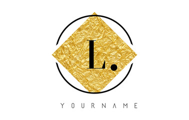 L Letter Logo with Golden Foil Texture.