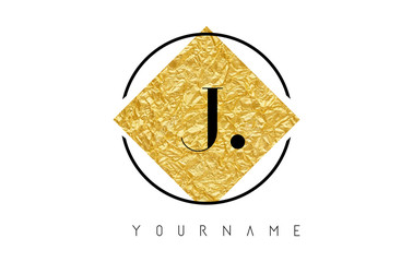 J Letter Logo with Golden Foil Texture.