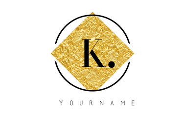 K Letter Logo with Golden Foil Texture.