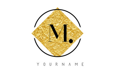 M Letter Logo with Golden Foil Texture.