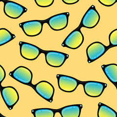 Seamless background from sunglasses with colored glasses. Pattern