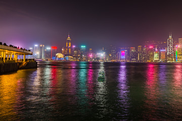 Fototapeta na wymiar skyline of hong kong at night