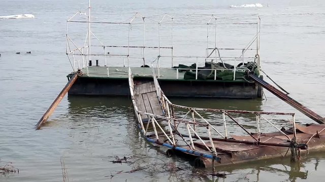 Abandoned pier on the Danube river