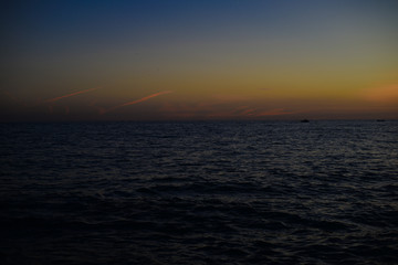 Natural background of open sea water surface at the dawn time