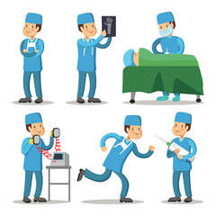 Hospital Medical Staff Character. Surgeon Doctor Cartoon. Vector illustration