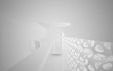 Abstract white  parametric interior with window. 3D illustration and rendering.