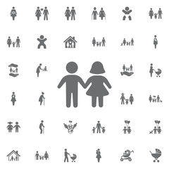 girl and boy icon. Set of family icons