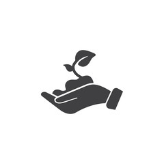 leaf on the hand icon on the white background