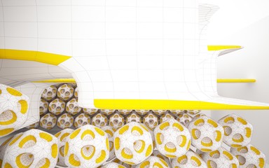 Abstract black and colored gradient parametric interiorwith window. 3D illustration and rendering.