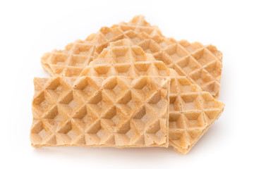 Waffle with crem isolated on white background.