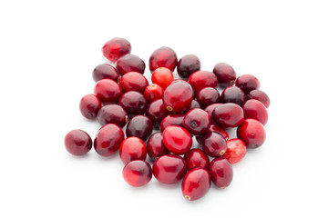 Cranberries top view. Red, ripe cranberries macro view.