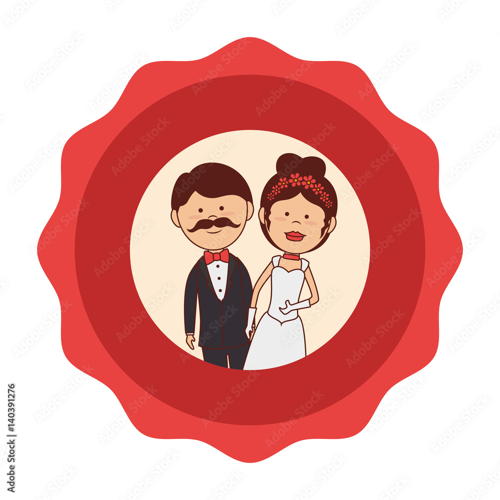 Canvas Prints just married couple character card vector illustration design