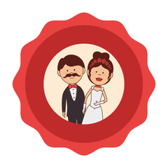 just married couple character card vector illustration design