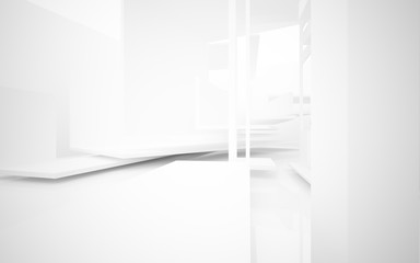 Abstract white and colored gradient parametric interiorwith window. 3D illustration and rendering.