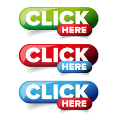 Click Here button set vector