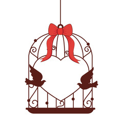 wedding birds romantic card vector illustration design