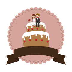 wedding delicious cake icon vector illustration design