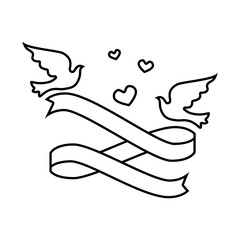 wedding birds romantic card vector illustration design
