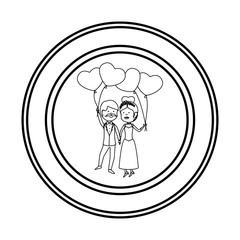 just married couple character card vector illustration design