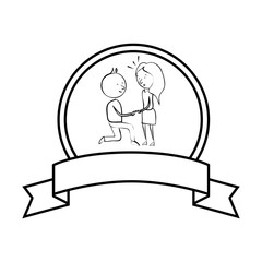 just married couple character card vector illustration design