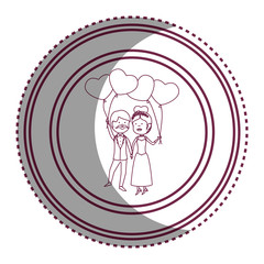 just married couple character card vector illustration design