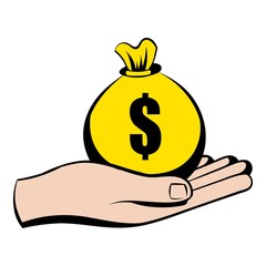 Money in hand icon, icon cartoon