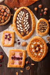 Mazurek traditional polish easter cake on wooden background