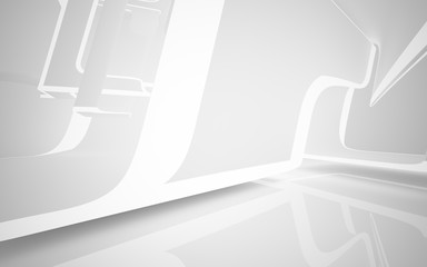White smooth abstract architectural background. 3D illustration and rendering