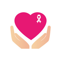 heart with ribbon pink breast cancer vector illustration design