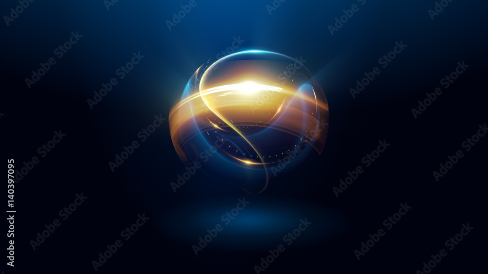 Wall mural abstract ring background with luminous swirling backdrop. light circles light effect. glowing cover.