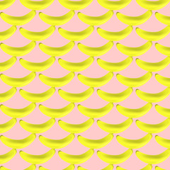 a pattern of yellow bananas on a pink background