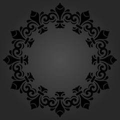 Elegant dark ornament in the style of barogue. Abstract traditional pattern with oriental elements