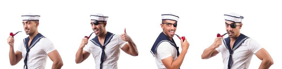 Sailor with smoking pipe isolated