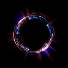 Abstract neon background. luminous swirling. Glowing spiral cover. Black elegant. Halo around. Power isolated. Sparks particle. Space tunnel. Shimmer color ellipse. Glint glitter