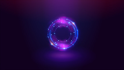 Abstract neon background. luminous swirling. Glowing spiral cover. Black elegant. Halo around. Power isolated. Sparks particle. Space tunnel. Shimmer color ellipse. Glint glitter