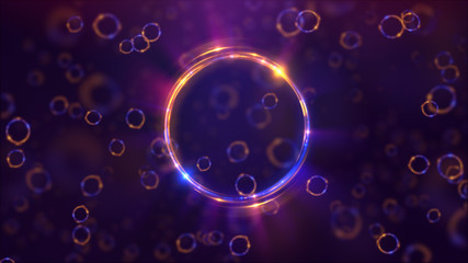 Obraz premium Abstract neon background. luminous swirling. Glowing spiral cover. Black elegant. Halo around. Power isolated. Sparks particle. Space tunnel. Shimmer color ellipse. Glint glitter