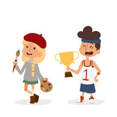 cartoon profession kids children vector set illustration person childhood painter sportsman uniform worker character