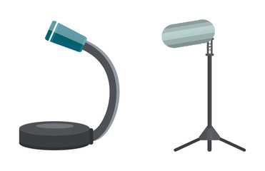 Microphone vector icon isolated interview music TV web broadcasting vocal tool show voice radio broadcast audio live record studio sound media set